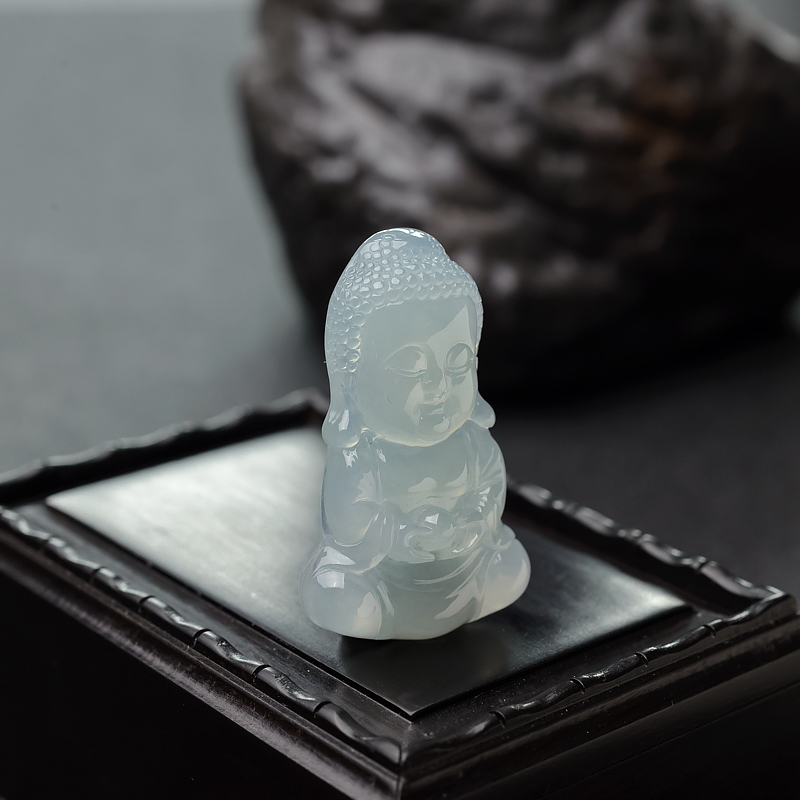 糯冰种翡翠宝宝佛吊坠-红掌柜