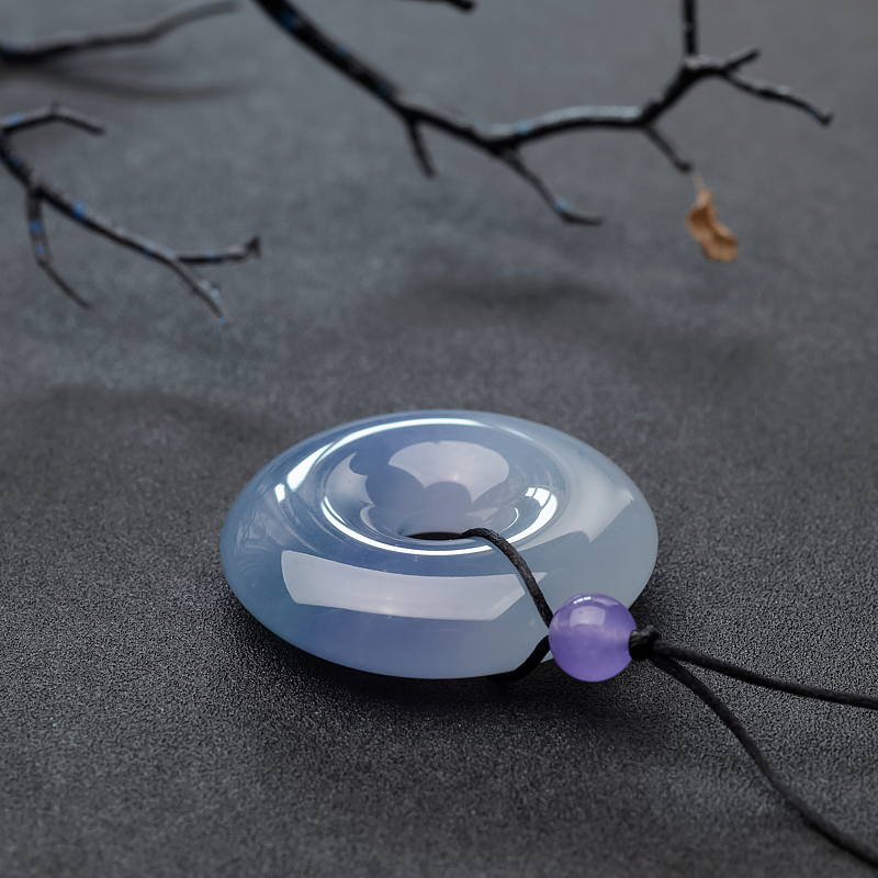 缅甸A货天然糯冰种翡翠平安扣 - 红掌柜