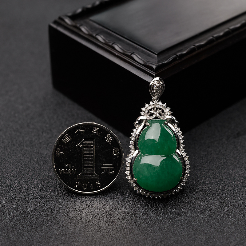 缅甸A货糯种翡翠葫芦吊坠 - 红掌柜