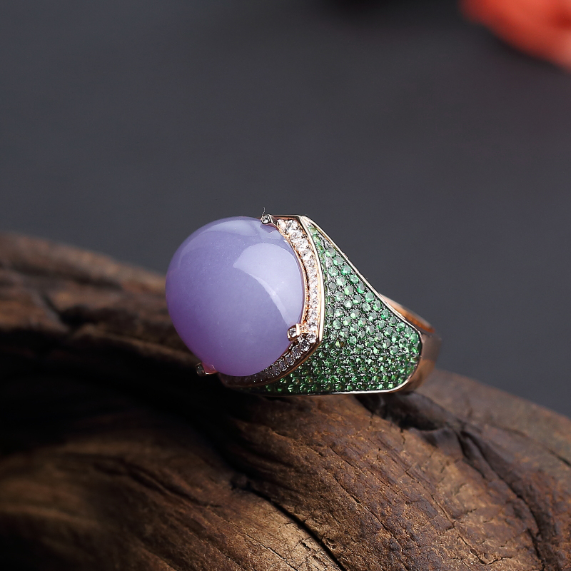 糯种紫罗兰翡翠戒指-红掌柜