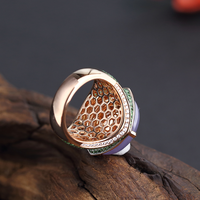 18K金镶紫罗兰翡翠戒指-红掌柜