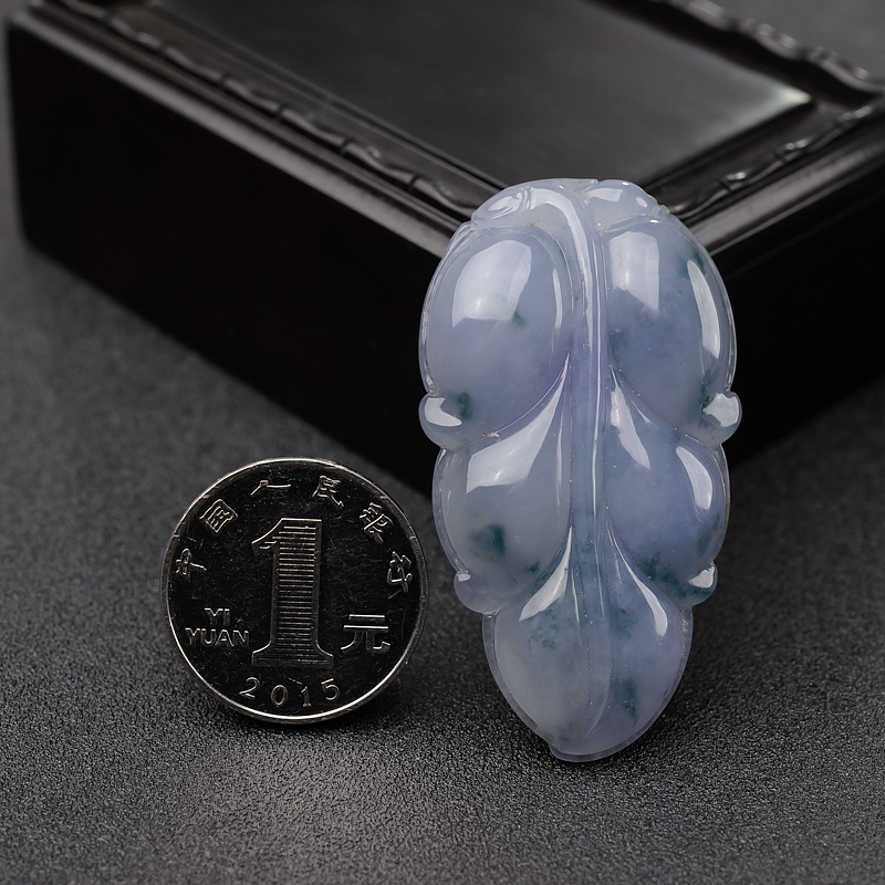 糯种飘花翡翠叶子吊坠-红掌柜