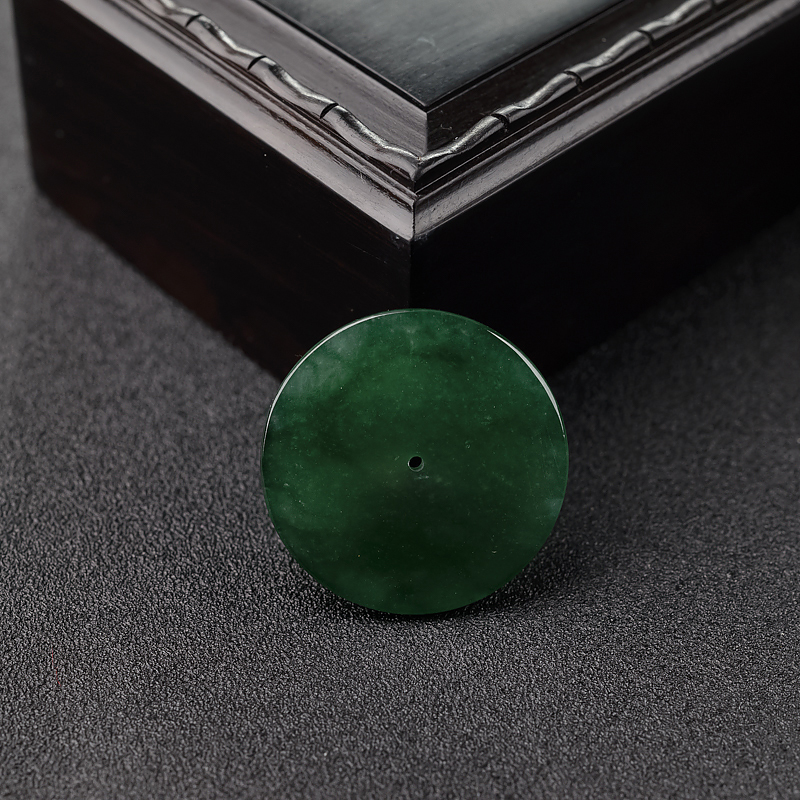 缅甸天然翠色翡翠平安扣戒面-红掌柜