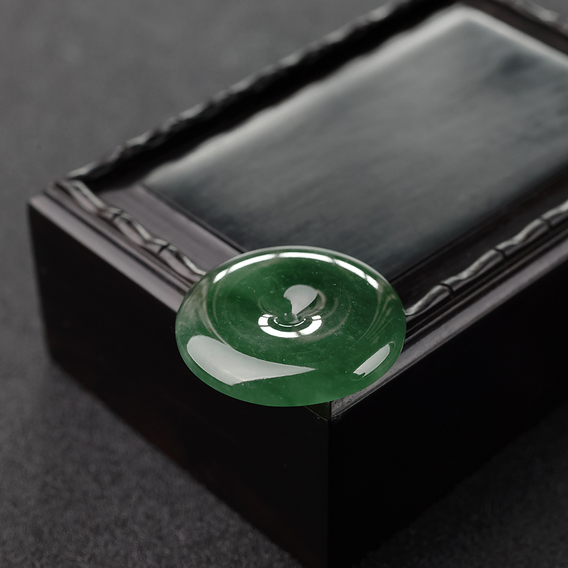 缅甸天然糯种翡翠平安扣戒面-红掌柜