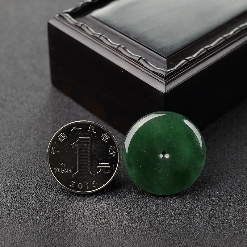 糯种翠色翡翠平安扣戒面-红掌柜