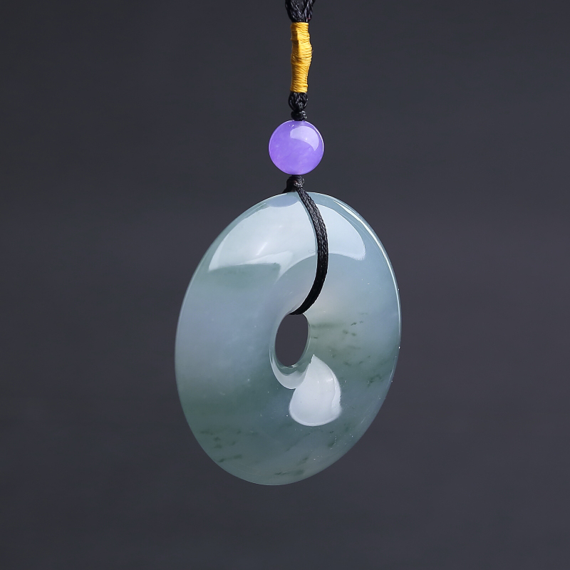 飘花翡翠平安扣吊坠-红掌柜