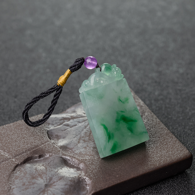 糯种翡翠福牌吊坠-红掌柜