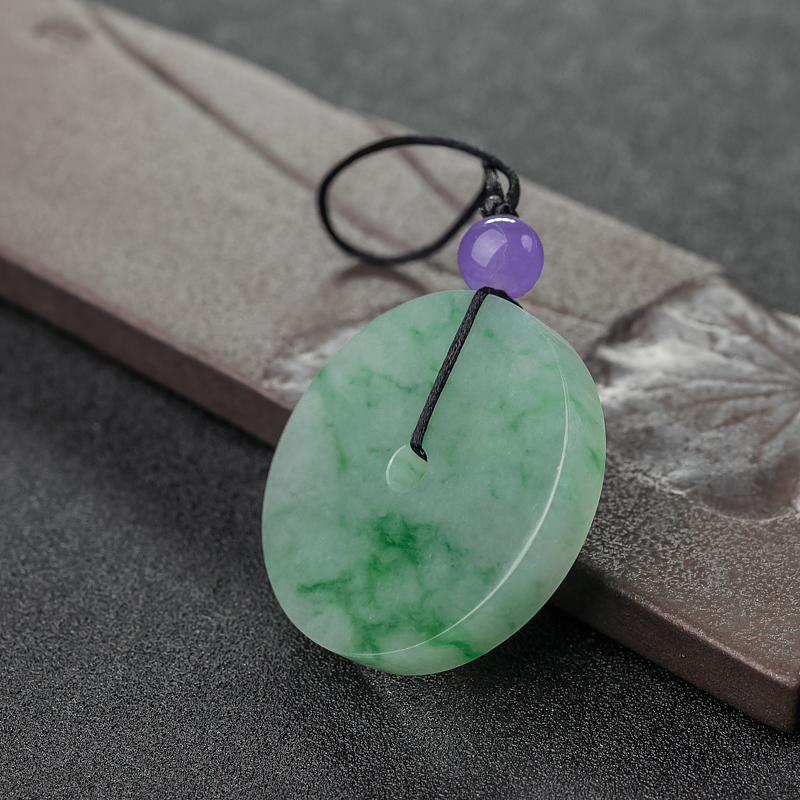 飘翠翡翠平安扣吊坠-红掌柜