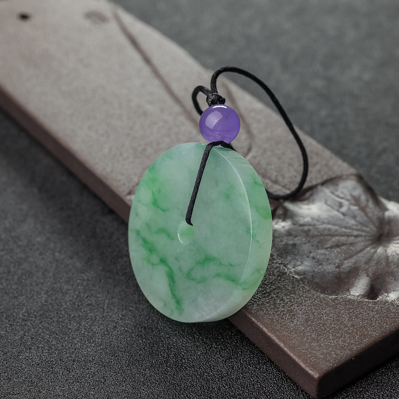 飘翠翡翠平安扣吊坠-红掌柜