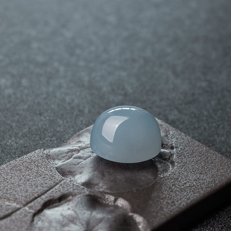 糯冰种翡翠蛋面戒面-红掌柜