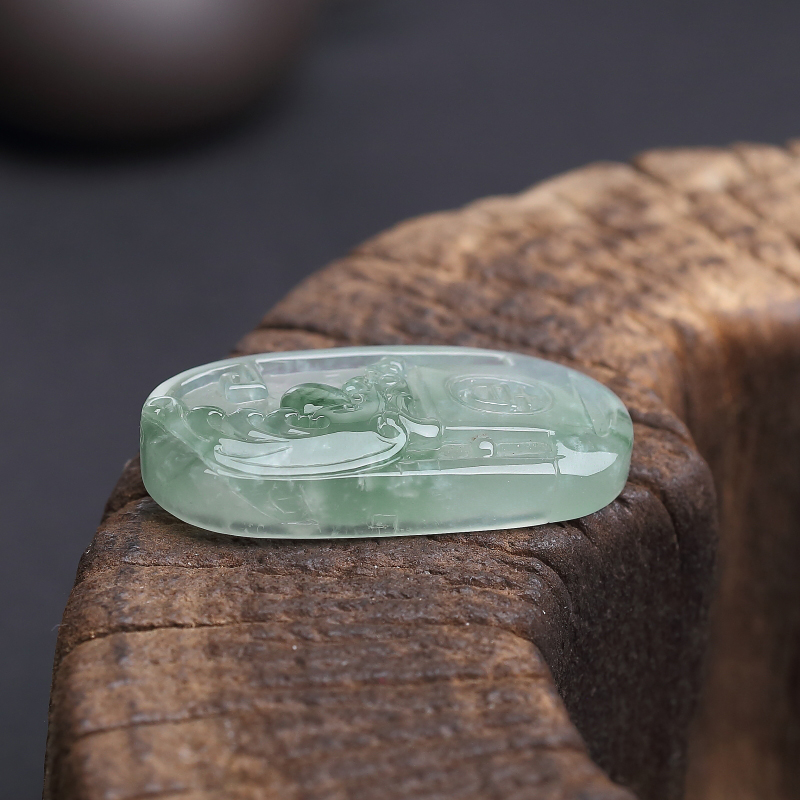 缅甸糯种翡翠古龙凤吊坠 - 红掌柜