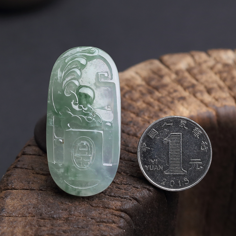 天然糯种翡翠古龙凤吊坠 - 红掌柜