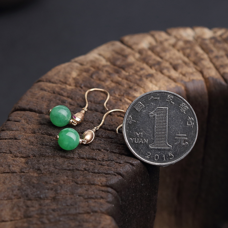 缅甸翡翠耳环-红掌柜