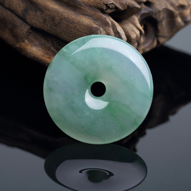 天然糯冰种飘翠翡翠平安扣吊坠-红掌柜