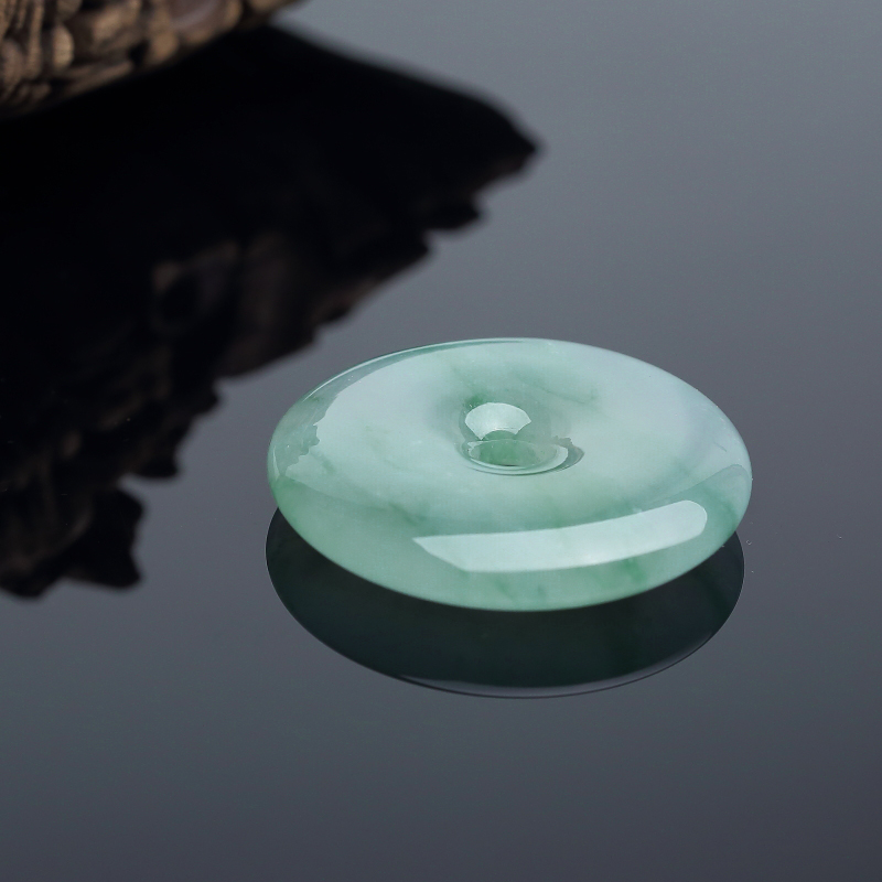 糯冰种翡翠平安扣吊坠-红掌柜