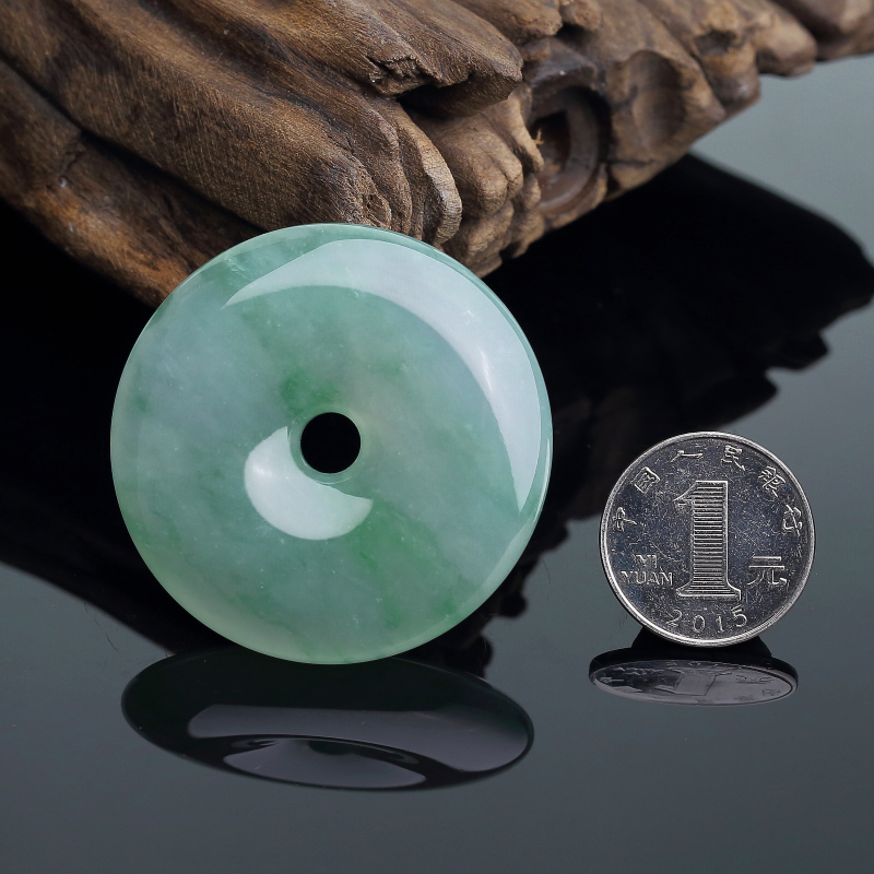 糯冰种飘翠翡翠平安扣吊坠-红掌柜