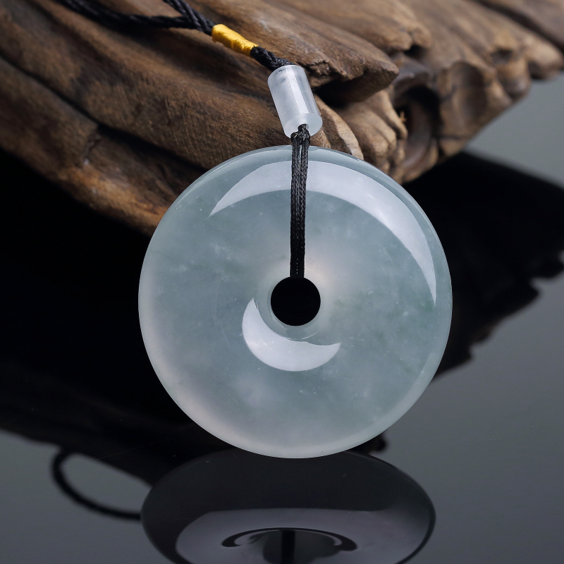 糯冰种浅绿翡翠平安扣吊坠-红掌柜