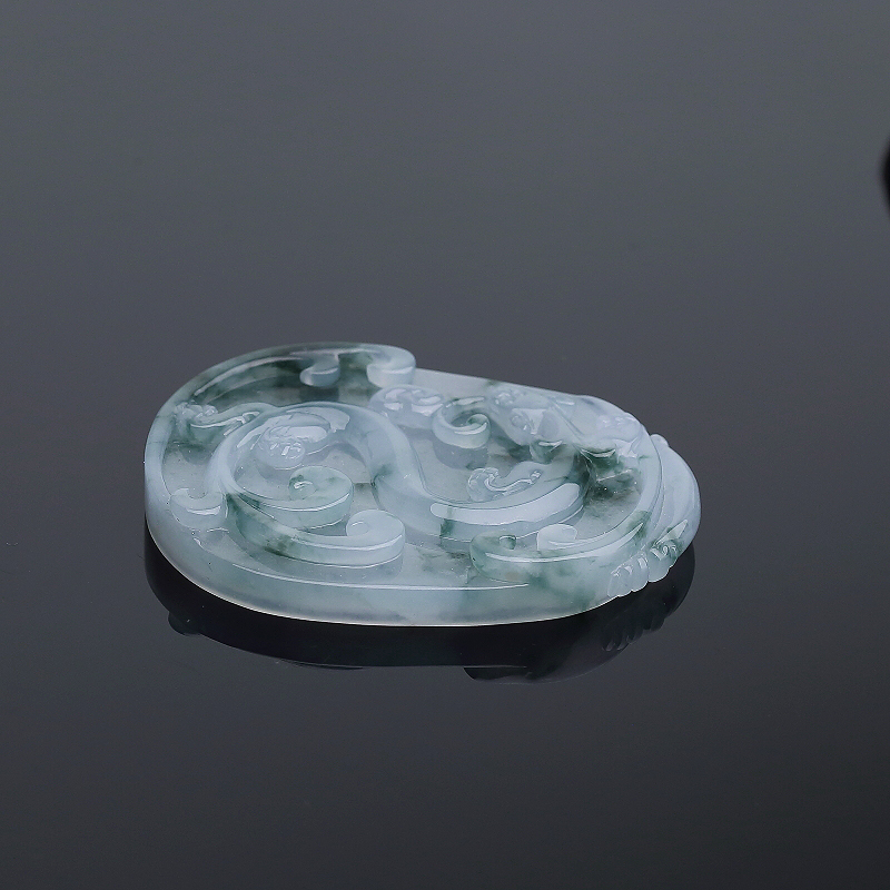 糯种飘花翡翠仿古龙吊坠-红掌柜