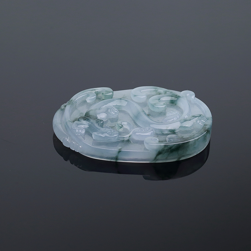 糯种飘花翡翠仿古龙吊坠-红掌柜
