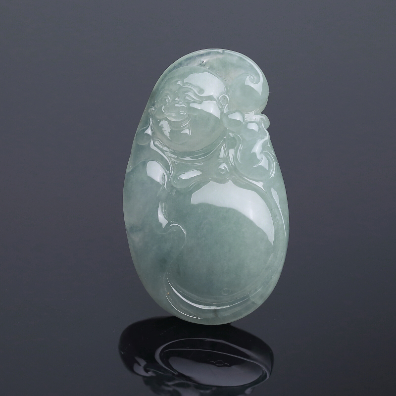 糯冰种浅绿翡翠佛吊坠-红掌柜