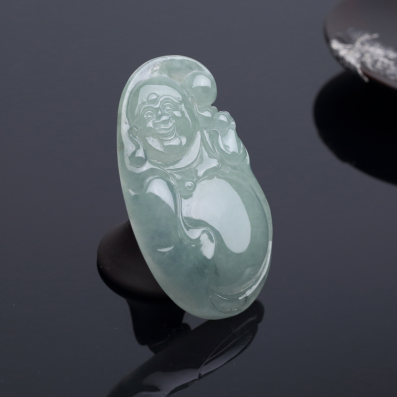 糯冰种浅绿翡翠佛吊坠-红掌柜