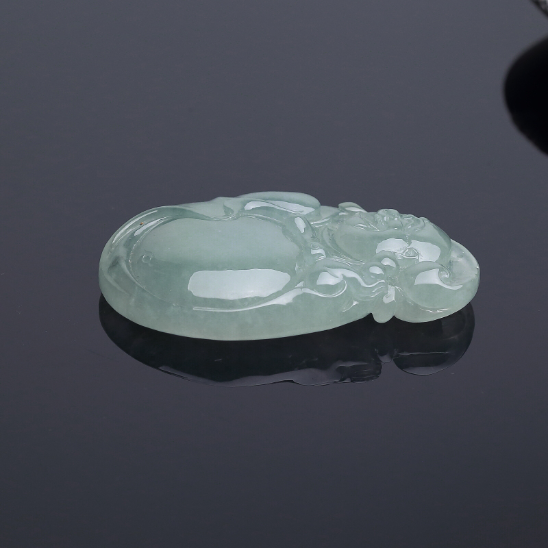 糯冰种浅绿翡翠佛吊坠-红掌柜