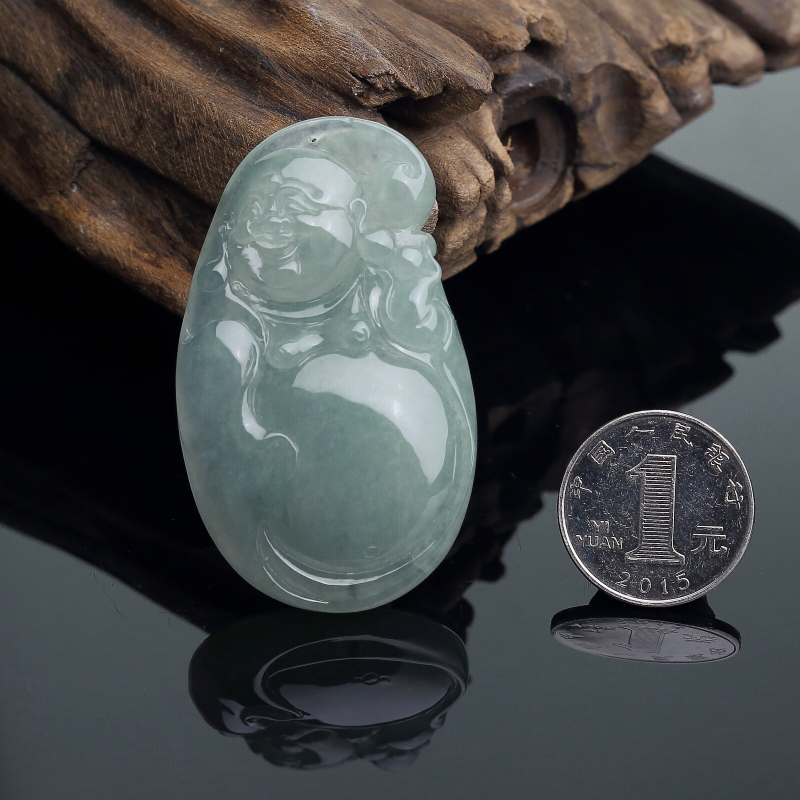 天然糯冰种浅绿翡翠佛吊坠-红掌柜