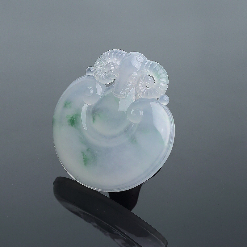 缅甸糯冰种飘翠翡翠洋洋得意吊坠-红掌柜 