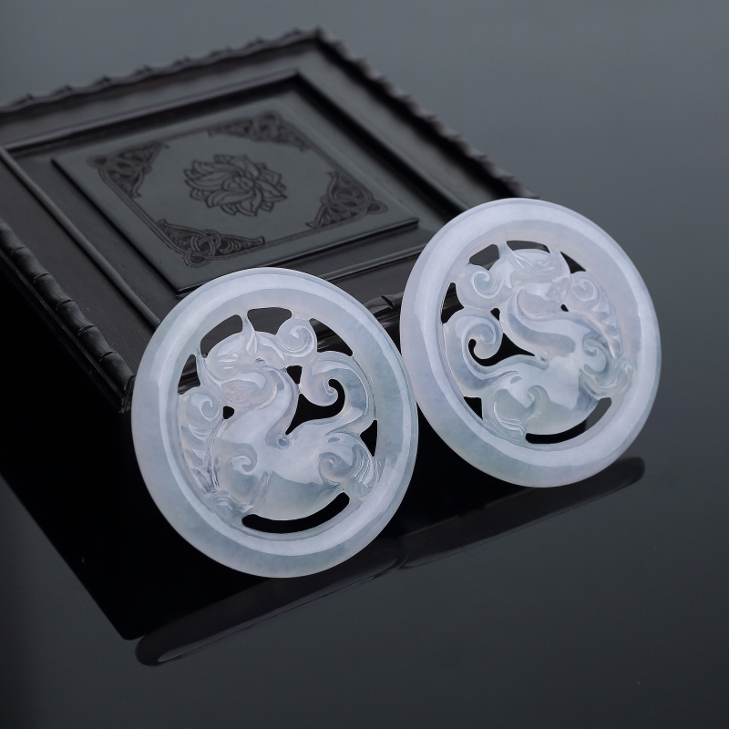 缅甸糯冰种浅绿翡翠貔貅吊坠-红掌柜