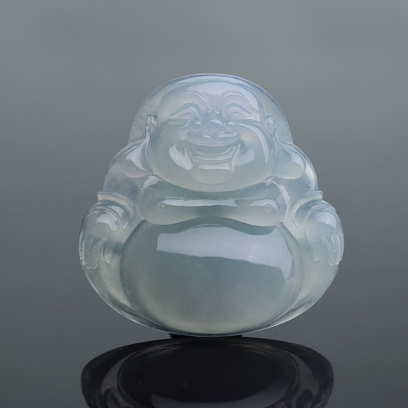 糯冰种浅绿翡翠佛吊坠-红掌柜