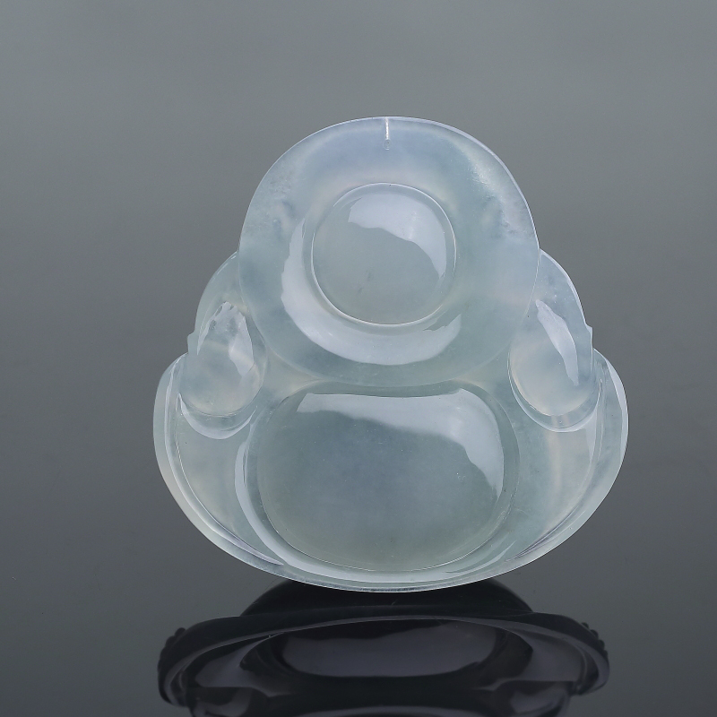 缅甸糯冰种浅绿翡翠佛吊坠-红掌柜