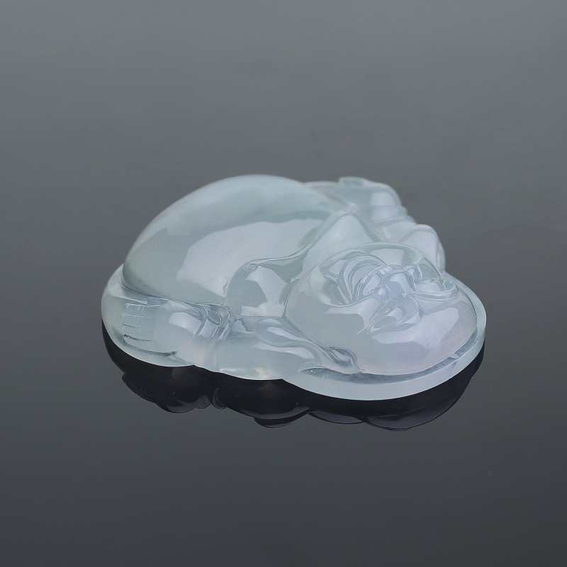 糯冰种浅绿翡翠佛-红掌柜