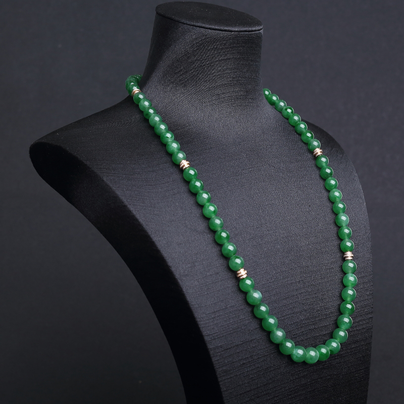 糯冰种翠色翡翠项链-红掌柜