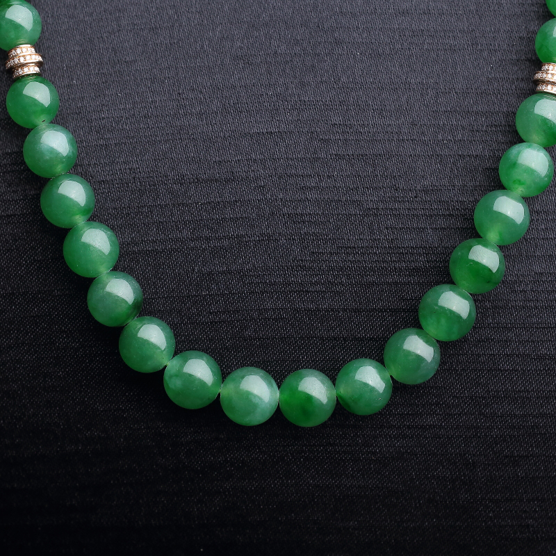 天然翠色翡翠项链-红掌柜