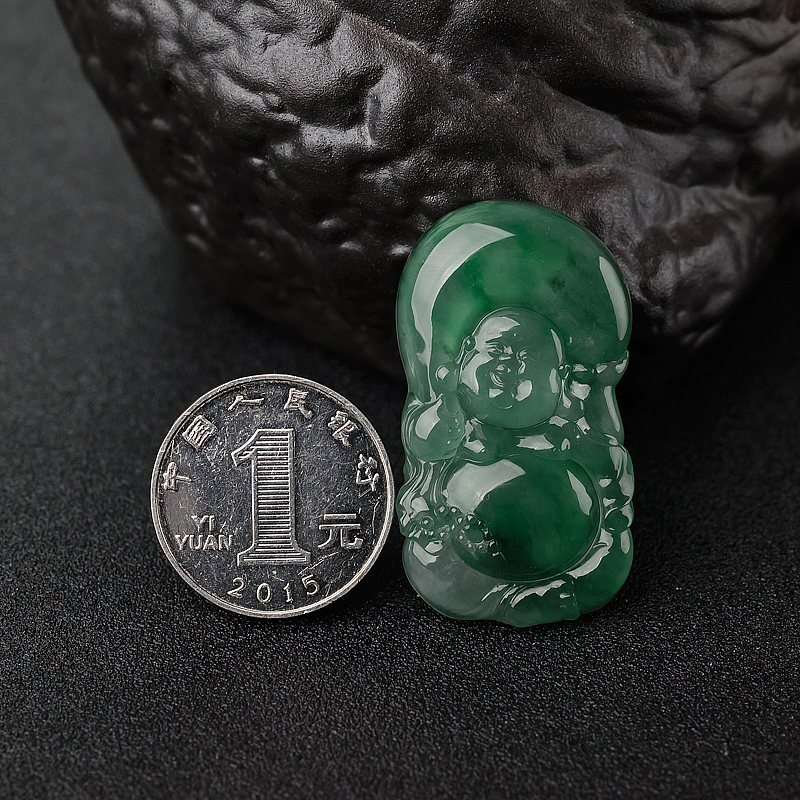 天然翡翠弥勒佛吊坠-红掌柜