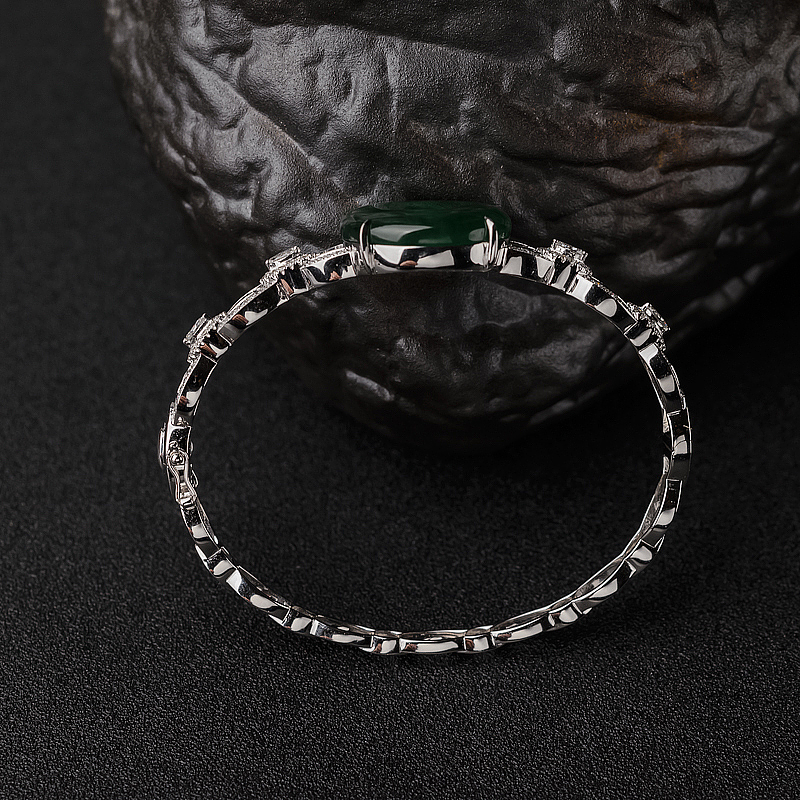 糯冰种翠色翡翠手镯-红掌柜