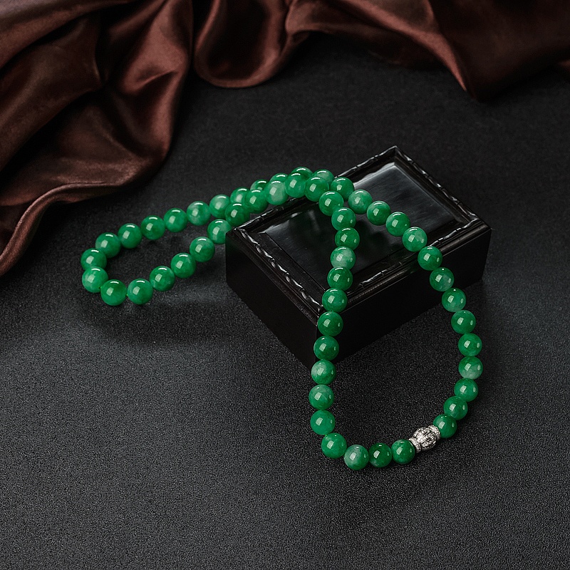天然糯种翠色翡翠项链-红掌柜