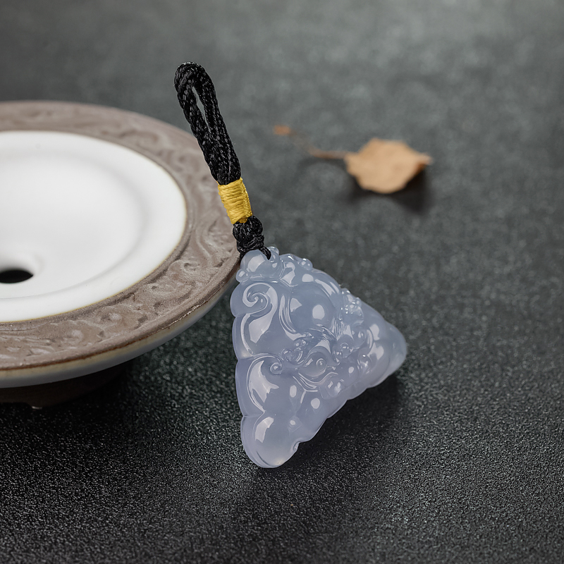 冰种翡翠兽面吊坠-红掌柜