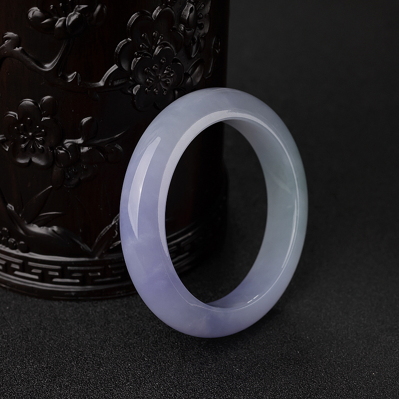 糯种春带彩翡翠平安镯-红掌柜