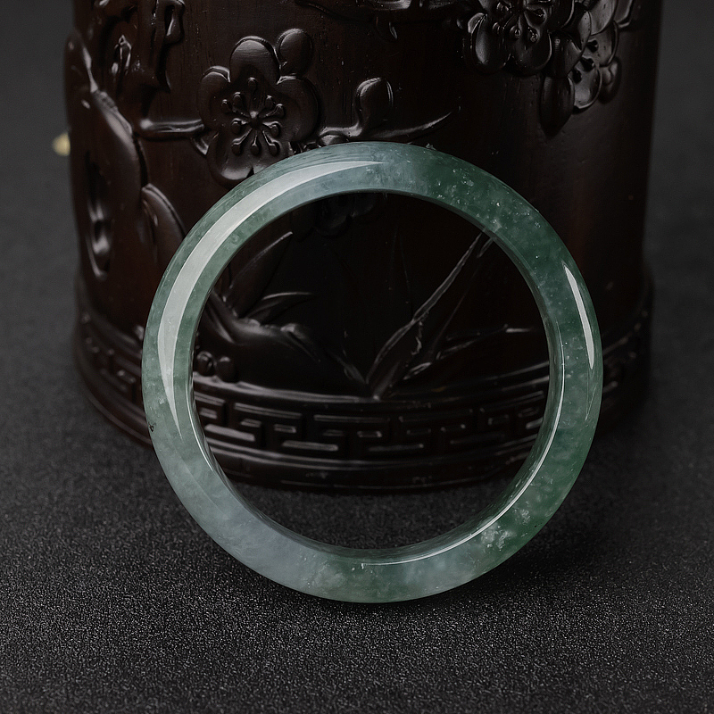 52mm糯冰种翡翠平安镯-红掌柜
