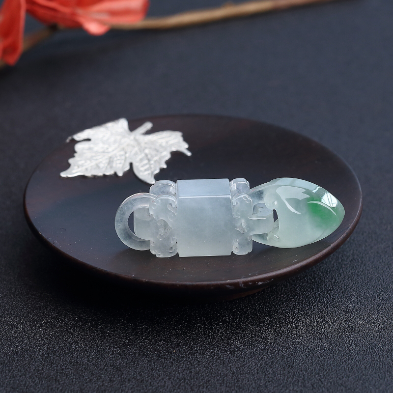 缅甸天然冰糯种飘绿翡翠吊环 - 红掌柜