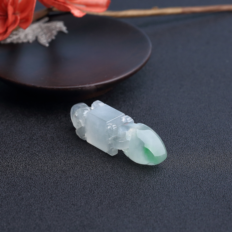 天然冰糯种飘绿翡翠吊环 - 红掌柜