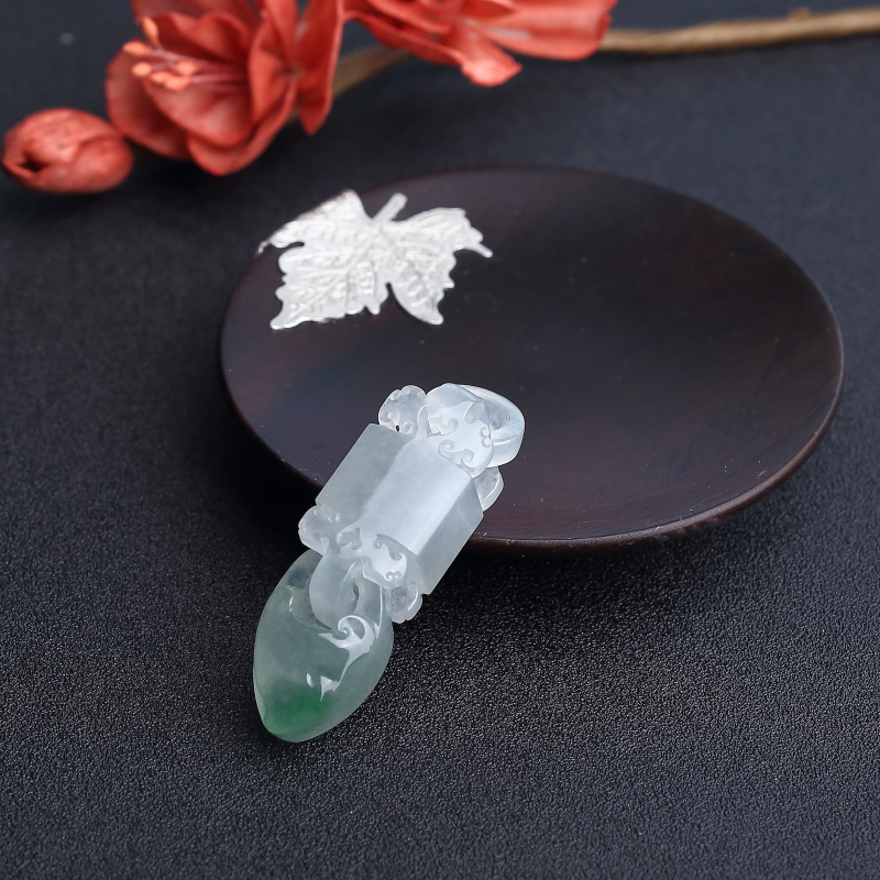 缅甸冰糯种翡翠吊环 - 红掌柜