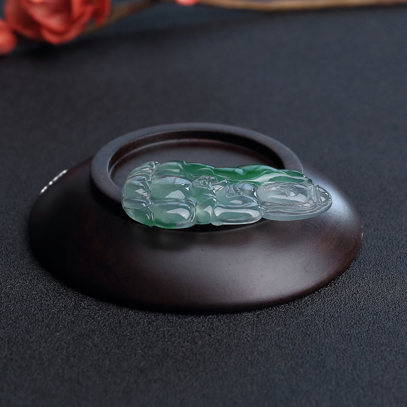 缅甸冰种翡翠观音吊坠 - 红掌柜