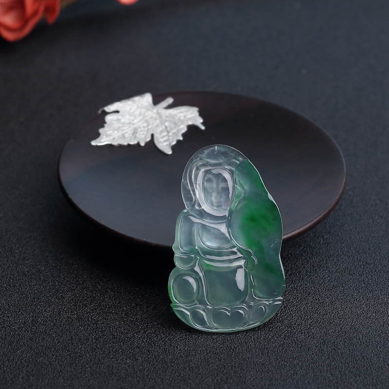 缅甸天然冰种飘绿翡翠吊坠 - 红掌柜