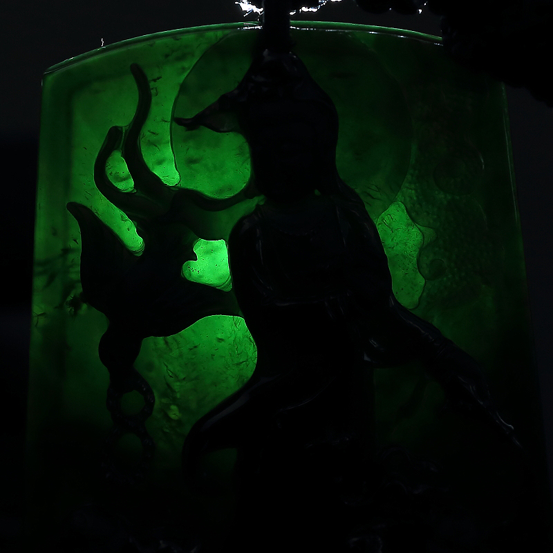 缅甸冰糯种墨翠吊坠 - 红掌柜