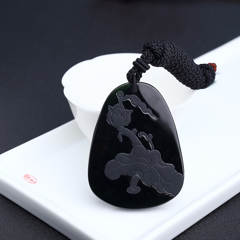 缅甸天然冰糯种墨翠吊坠 - 红掌柜