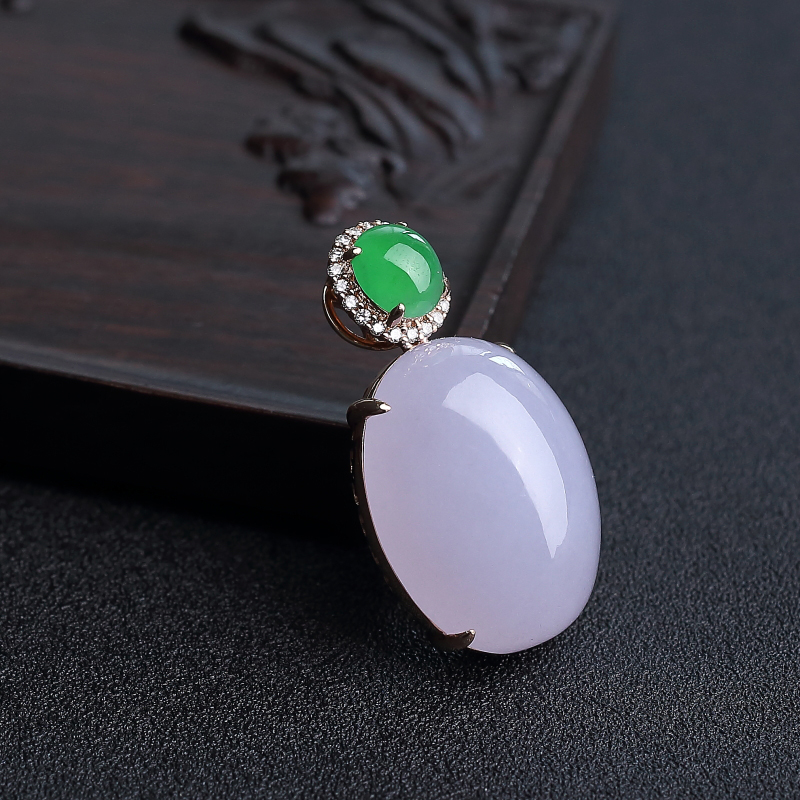 糯种紫罗兰翡翠吊坠 - 红掌柜