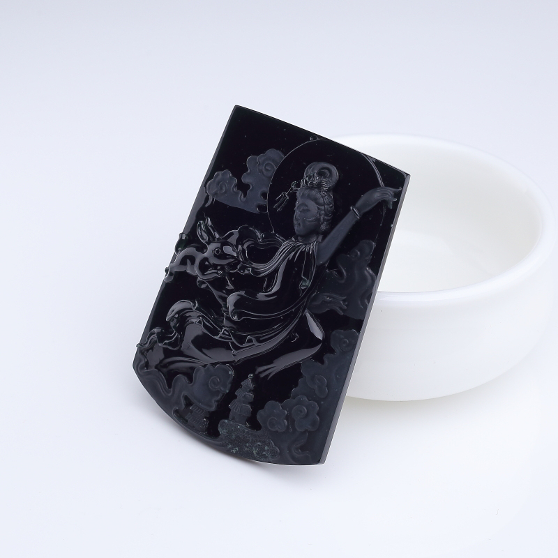 天然糯种墨翠嫦娥奔月吊坠-红掌柜