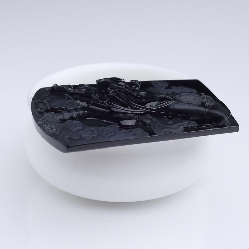 缅甸天然糯种墨翠吊坠-红掌柜